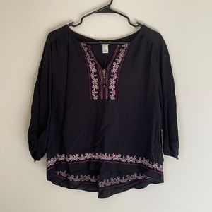 Forever 21 Embroidered Peasant Blouse